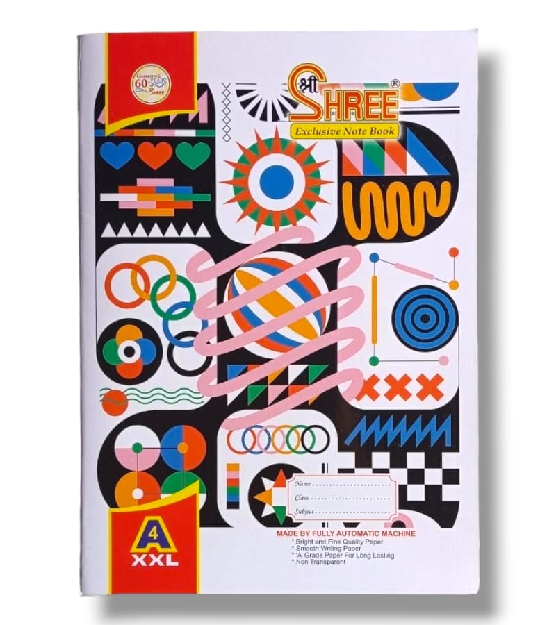 Shree A4 Single Line Ruling Notebook - 168 Pages (Size: 29.7 x 21 cm)